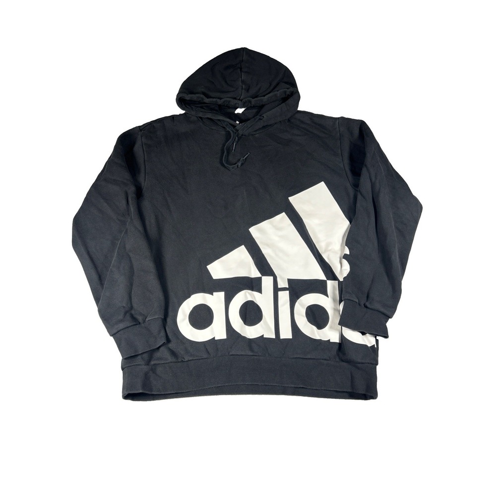 Adidas Mens Essentials Giant Logo Fleece Hoodie Black Pullover M GK9375